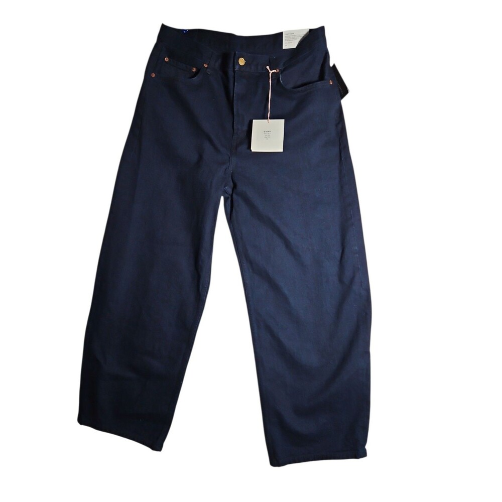 B Sides Leroy Jeans Womens 32 Indigo Wash Barrel Leg Mid Rise Relaxed Fit New